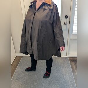 Zara. Brown Hooded  Water Repellent Cape Coat Poncho Read For Sizing.